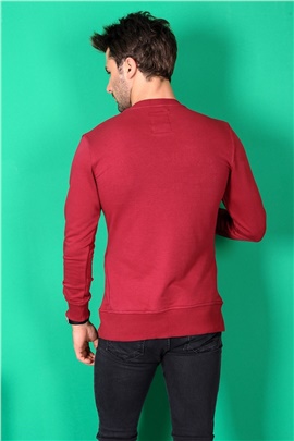 Baskılı Kırmızı Erkek Sweatshirt