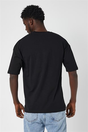 Erkek San Francisco Baskılı Oversize Siyah T-Shirt