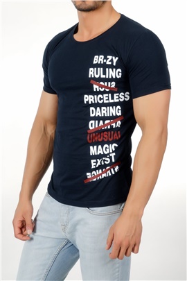 Ruling Baskılı Lacivert Erkek T-Shirt