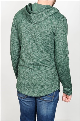 Kapüşonlu Fermuarlı Yeşil Erkek Sweatshirt