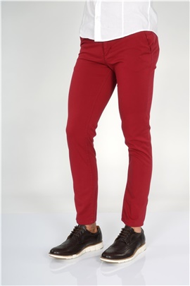 Kırmızı Keten Pantolon