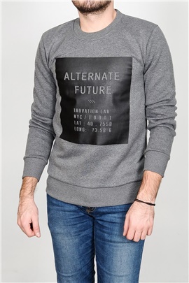 Önü Alternate Future Baskılı Antrasit Erkek Sweatshirt