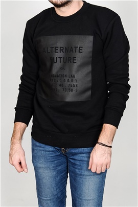 Önü Alternate Future Baskılı Siyah Erkek Sweatshirt