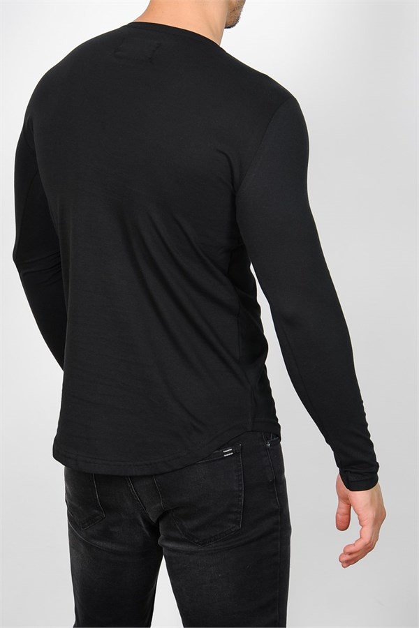 Uzun Kollu Siyah Basic Erkek Tshirt
