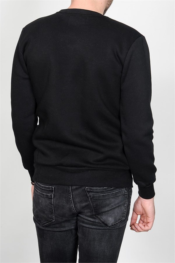 Vintage Baskılı Siyah Sweatshirt