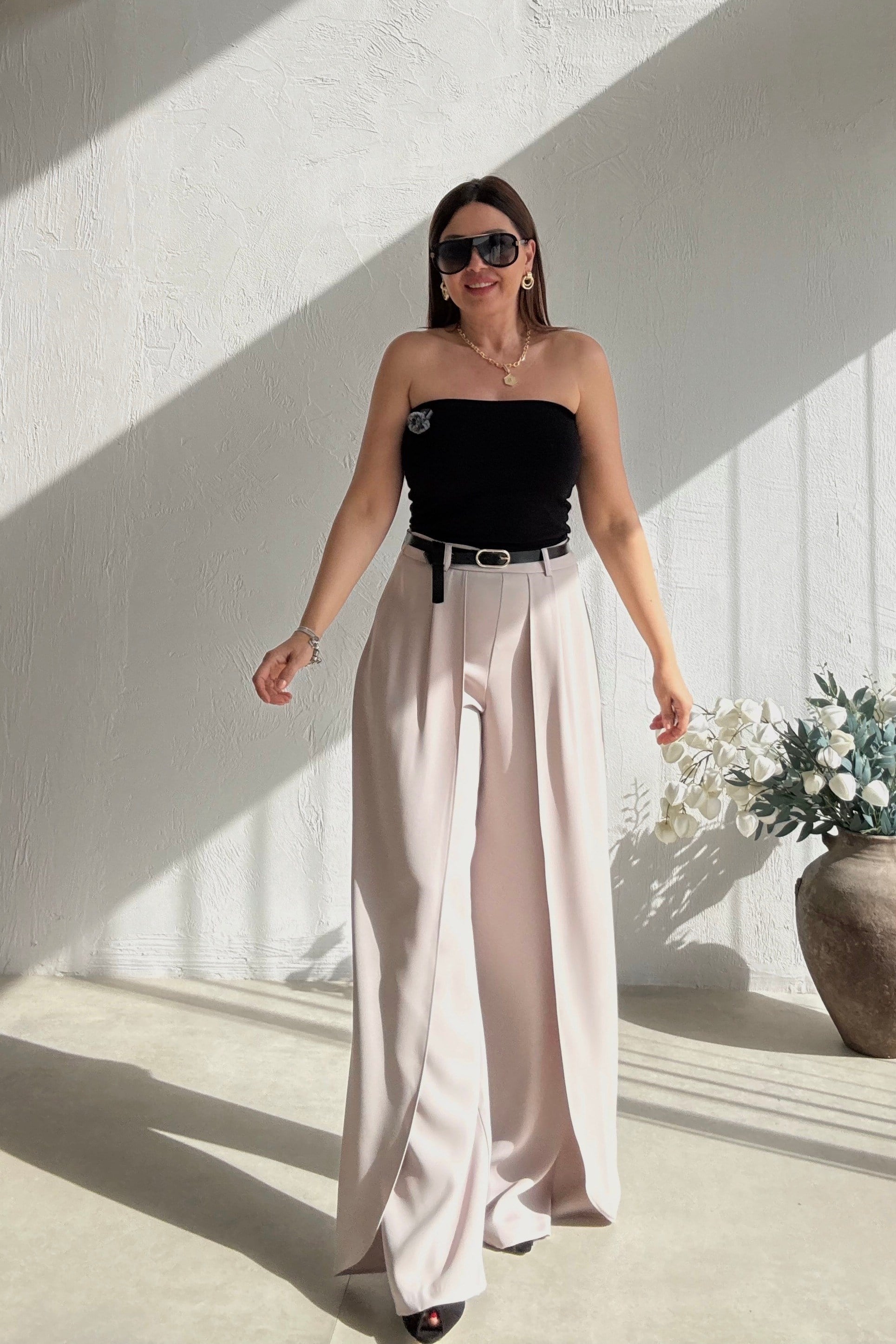 Bej Pelerin Pantolon 