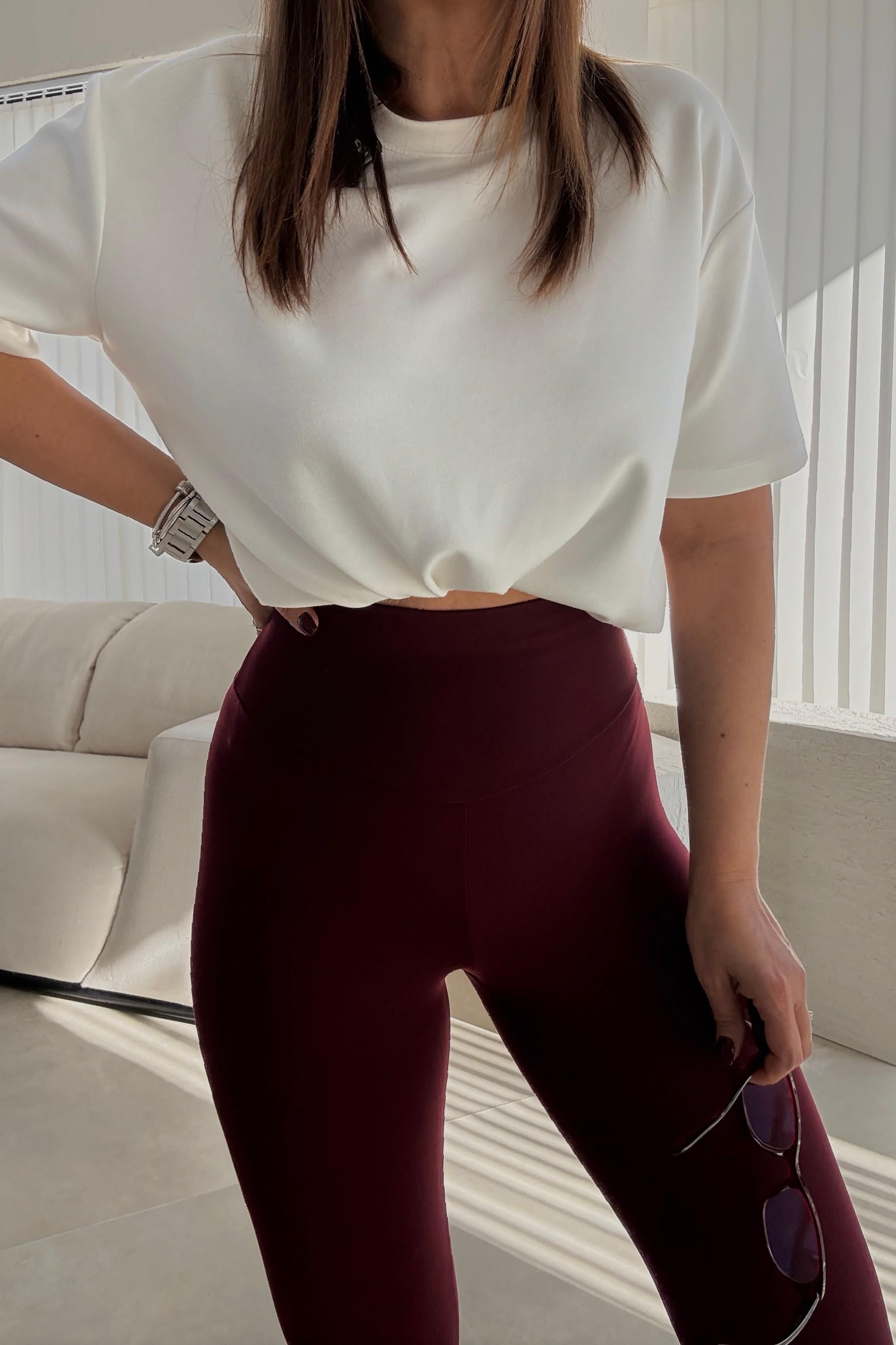 Bordo Bel Detaylı Tayt 