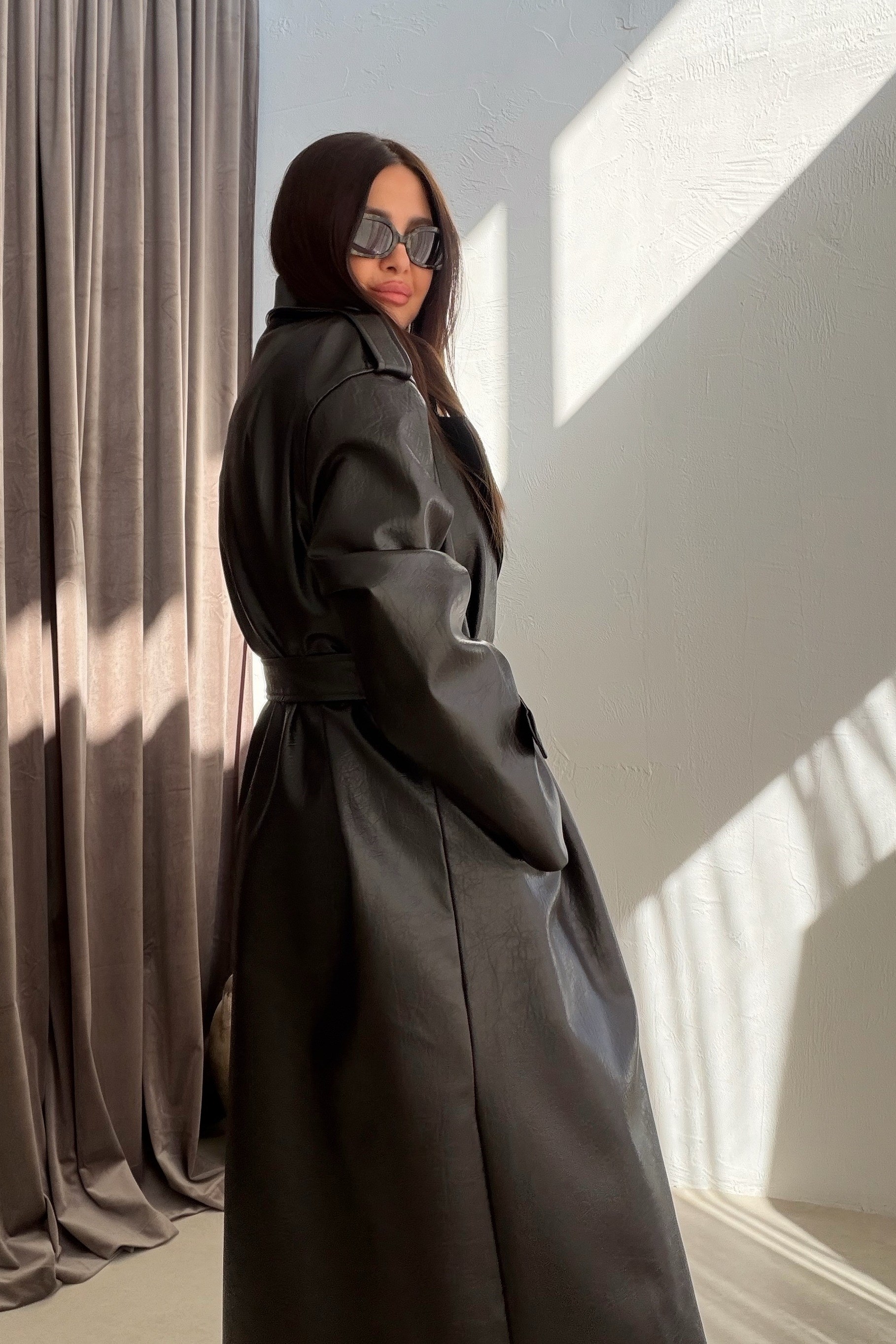 Deri Uzun Trenchcoat ACI KAHVE