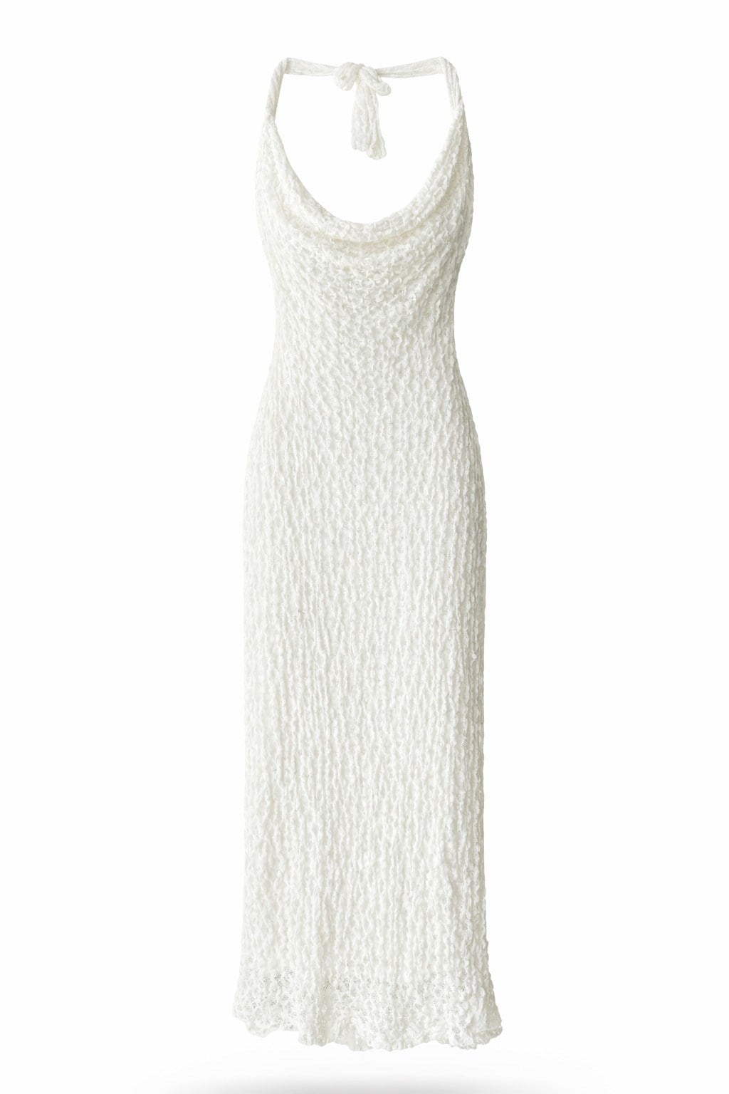 Ekru Dantel Uzun Elbise 