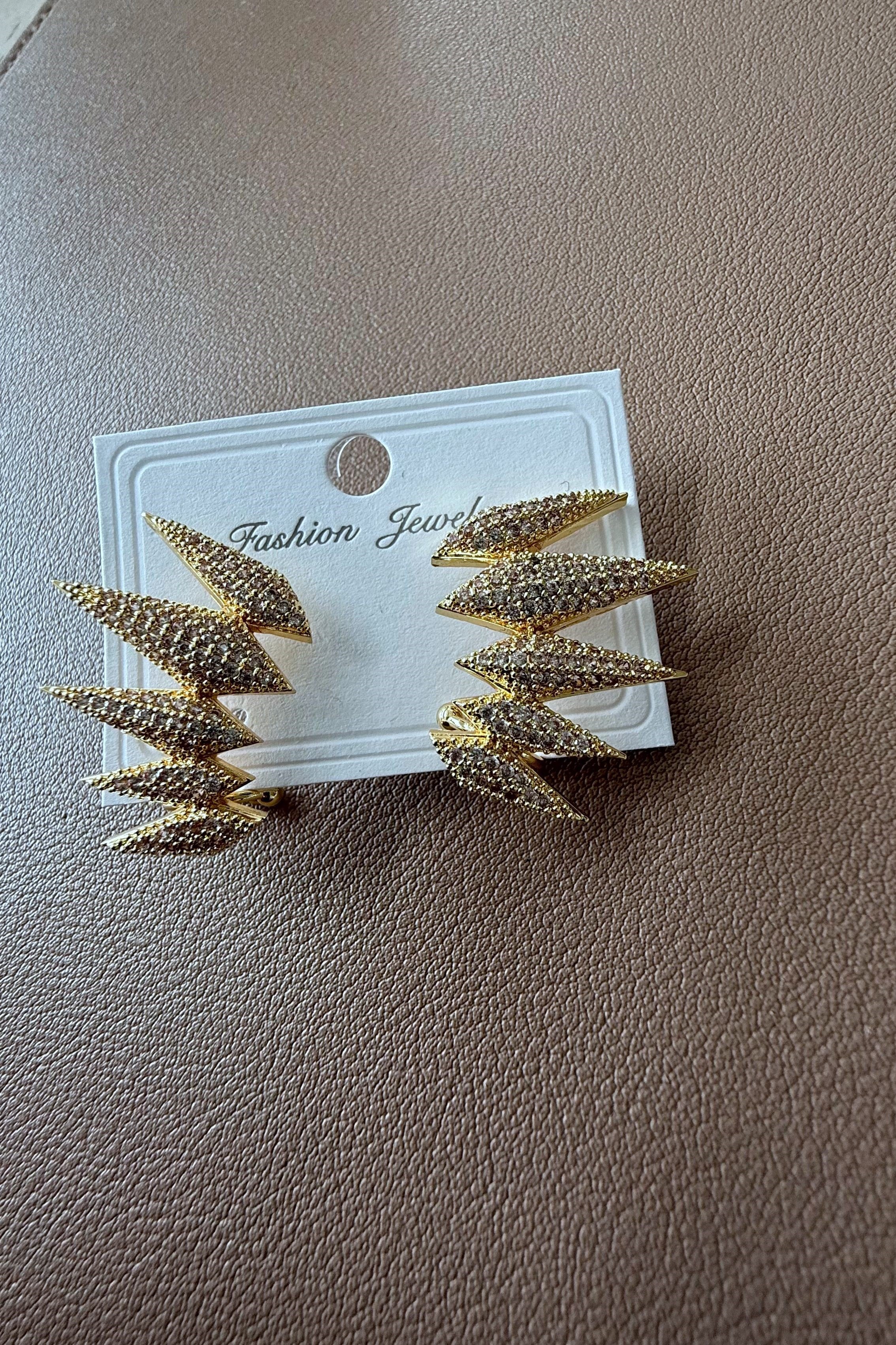 Gold Taşlı Küpe 