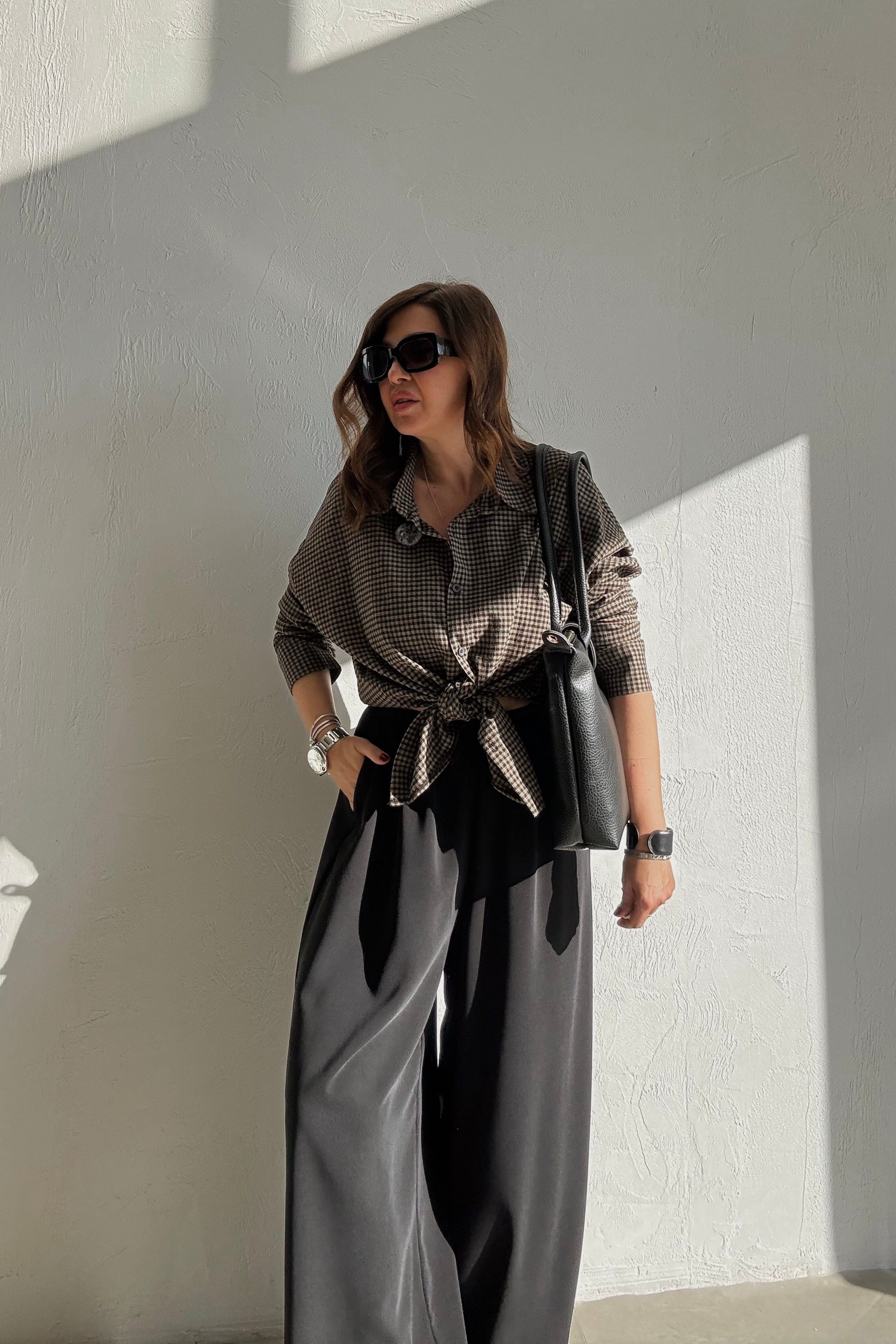 Kahverengi Pötikareli Gömlek 