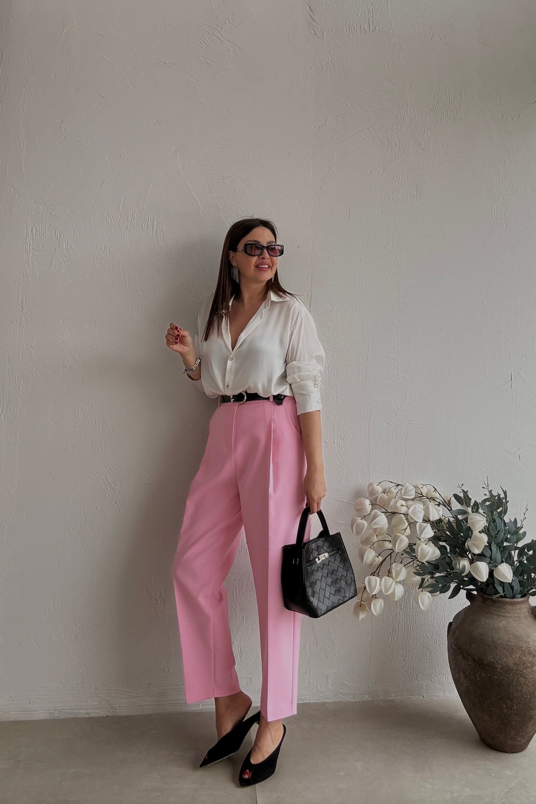 Kapak Cepli Pantolon PEMBE