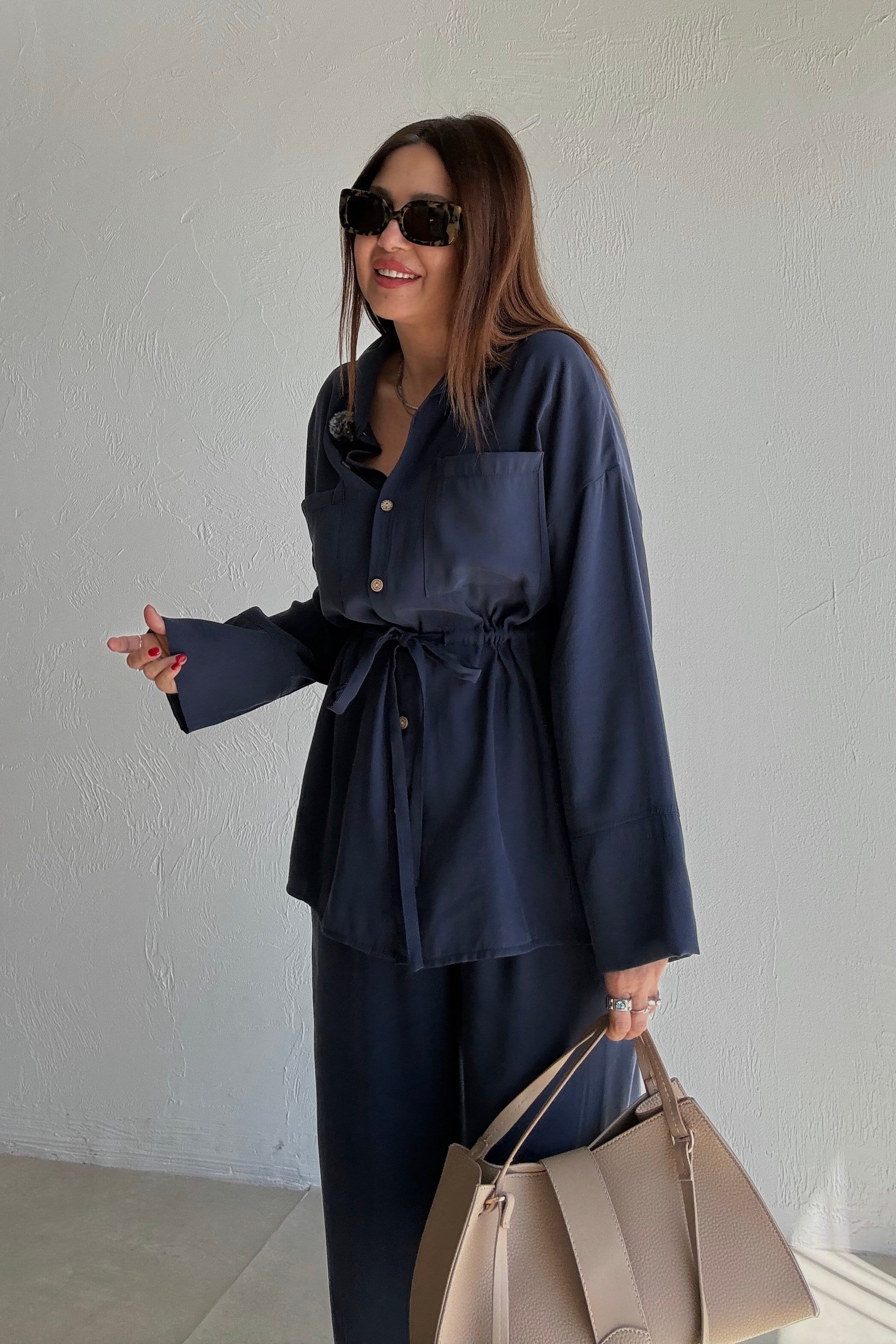 Lacivert Büzgü Detaylı Takım