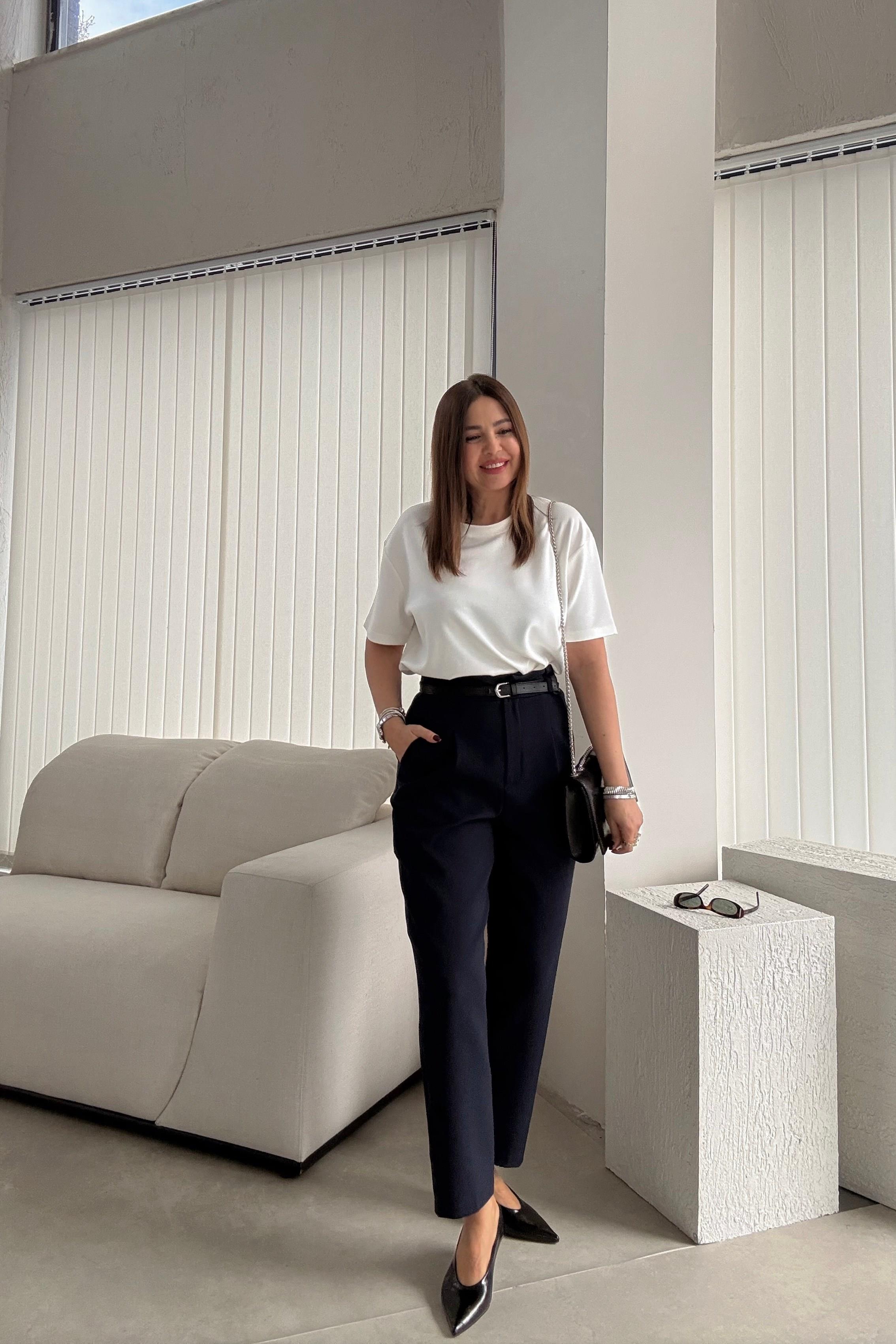 Lacivert Kemerli Havuç Pantolon 