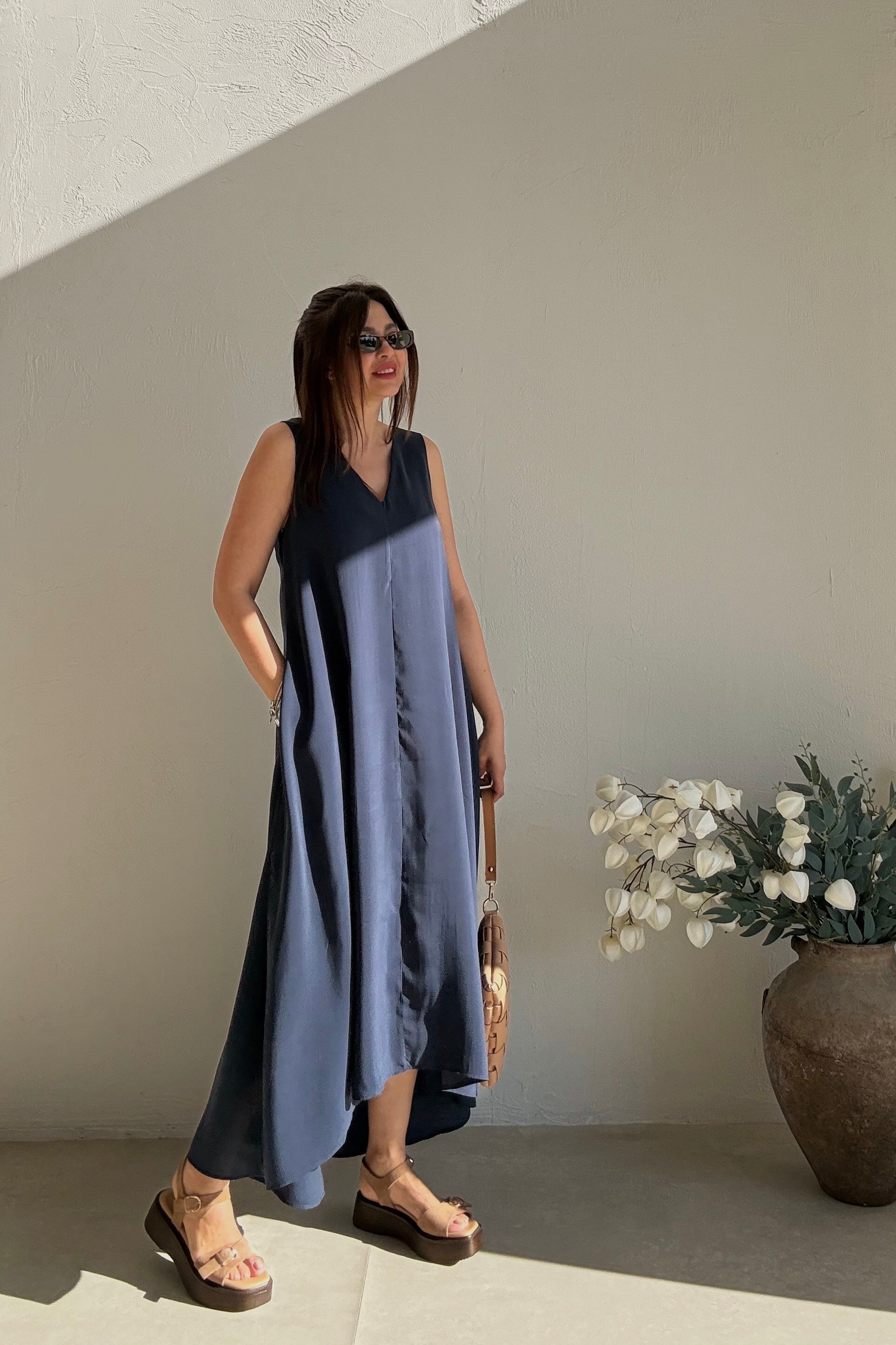 Lacivert Uzun Elbise 