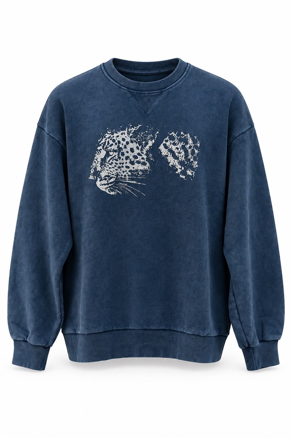 Leoparlı Sweatshirt MAVİ