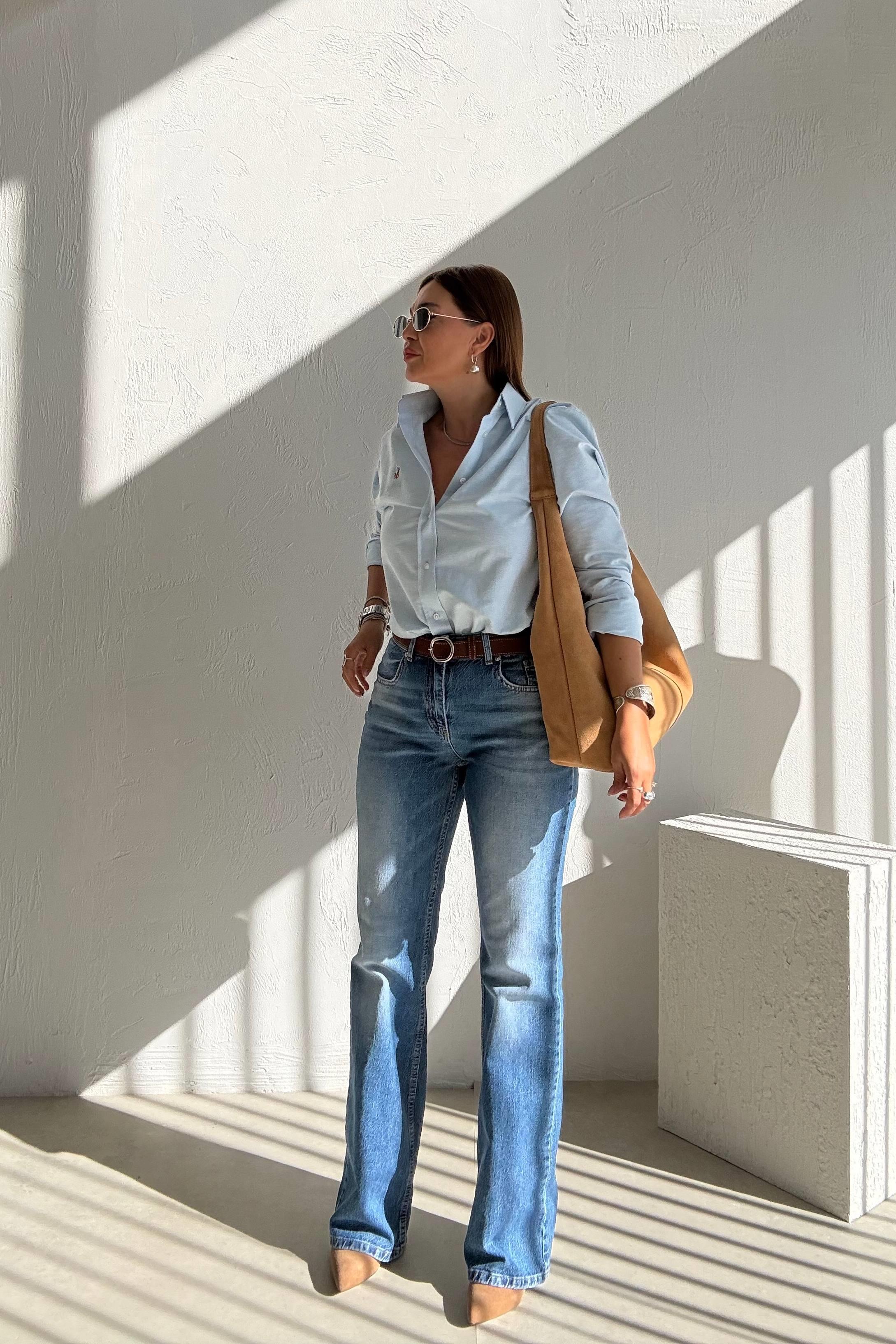 Mavi Kahve Kemerli Jean 