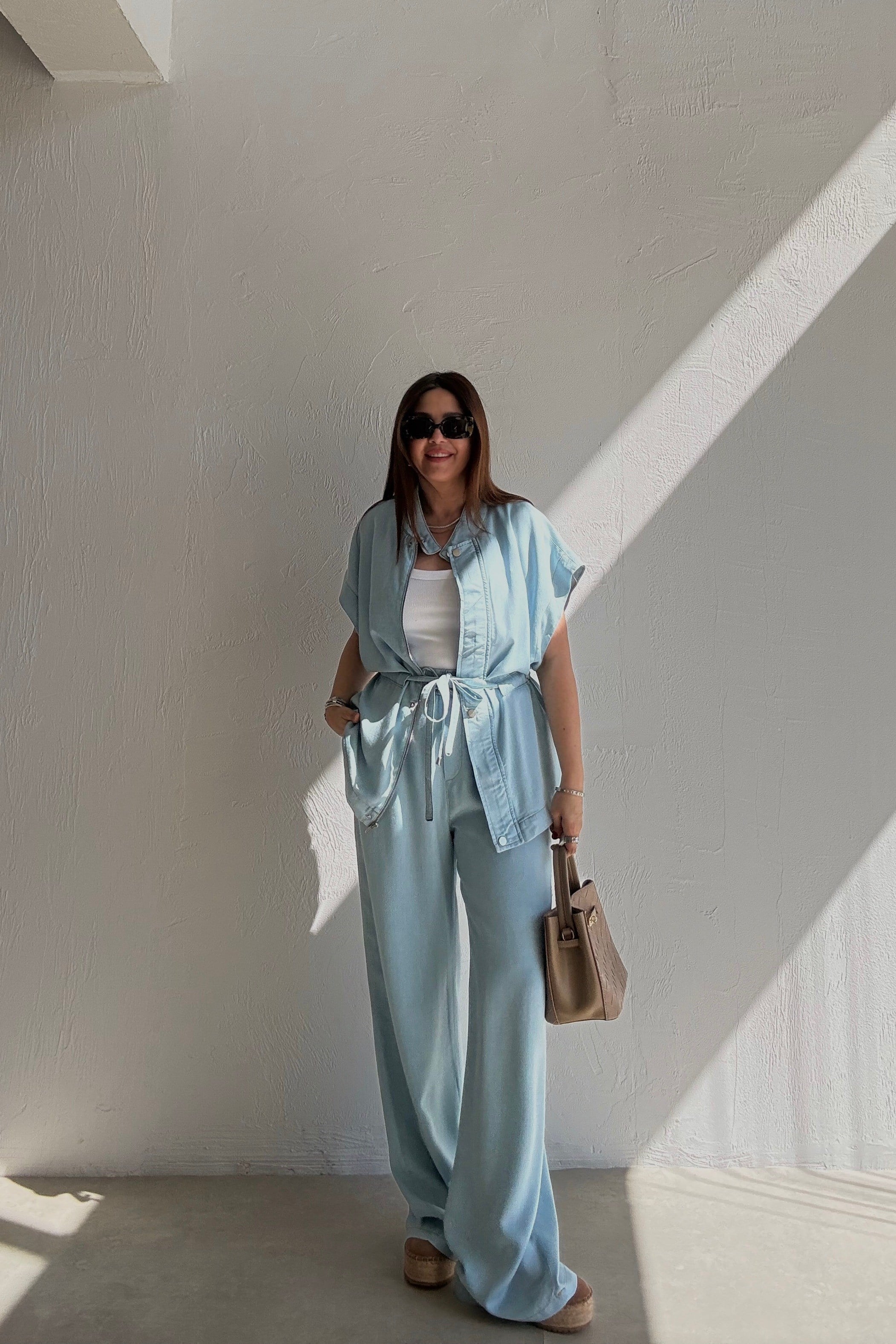 Soft Mavi Yumuşak Denim Takım