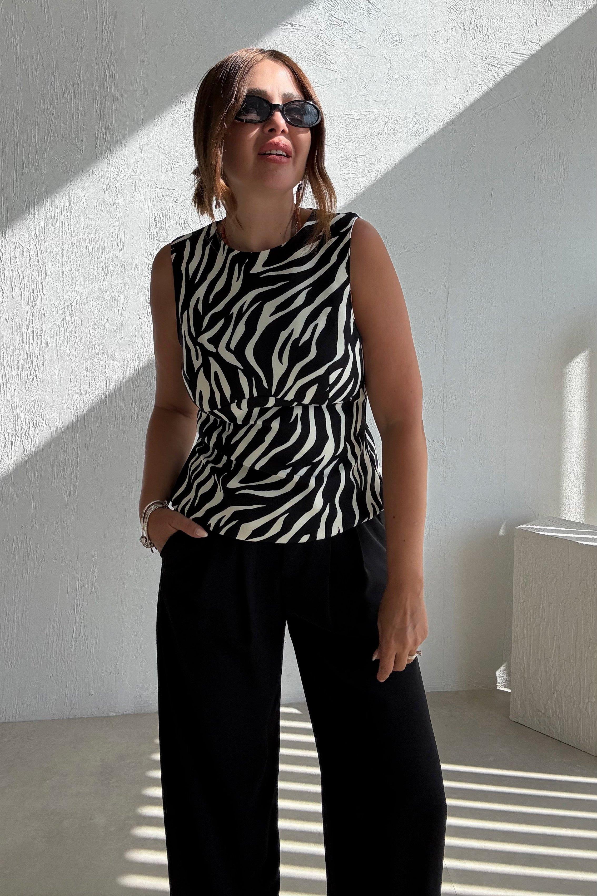 Zebra Desenli Bluz 