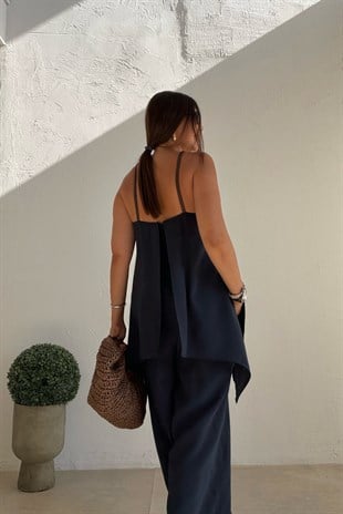 Asimetrik Kesim Tulum LACİVERT