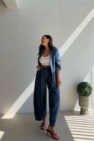 Balon Kalıp Denim Takım MAVİ