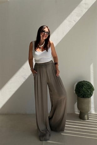 Beli Lastikli Salaş Pantolon TAŞ