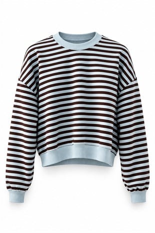 Çizgili Sweatshirt MAVİ