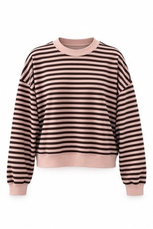 Çizgili Sweatshirt PUDRA