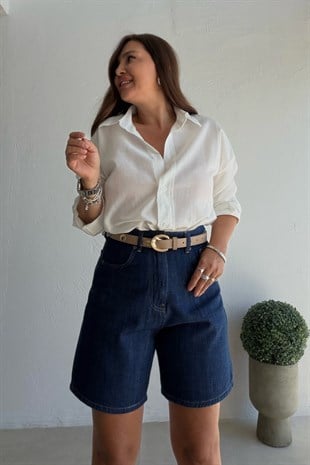Denim Jean Şort LACİVERT