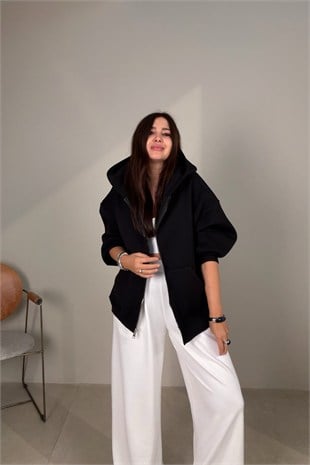 Fermuarlı Sweatshirt SİYAH