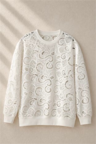 Fisto İşlemeli Sweatshirt EKRU