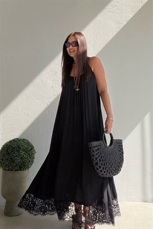 Galina Sırt Dekolteli Elbise SİYAH