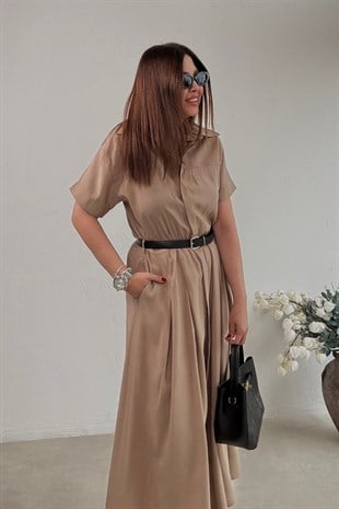 Gömlek Elbise CAMEL