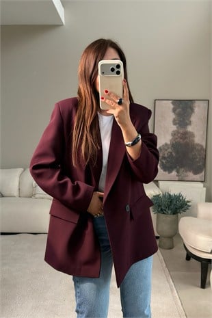 Kapak Cepli Blazer Ceket BORDO