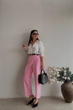 Kapak Cepli Pantolon PEMBE