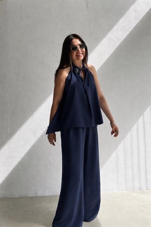 Kolsuz Bluz Pantolon Takım LACİVERT