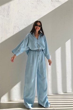 Soft Denim Gömlek Pantolon Takım MAVİ