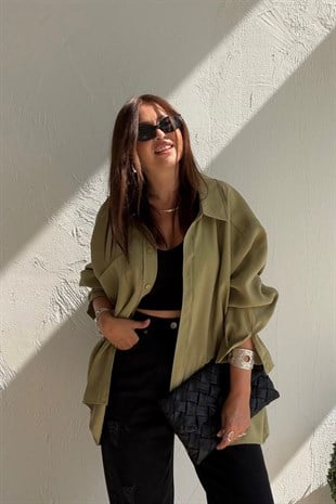 Tek Cebli Oversize Gömlek OİL