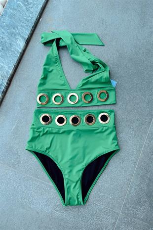 Yeşil Yüksek Bel Bikini Takımı 