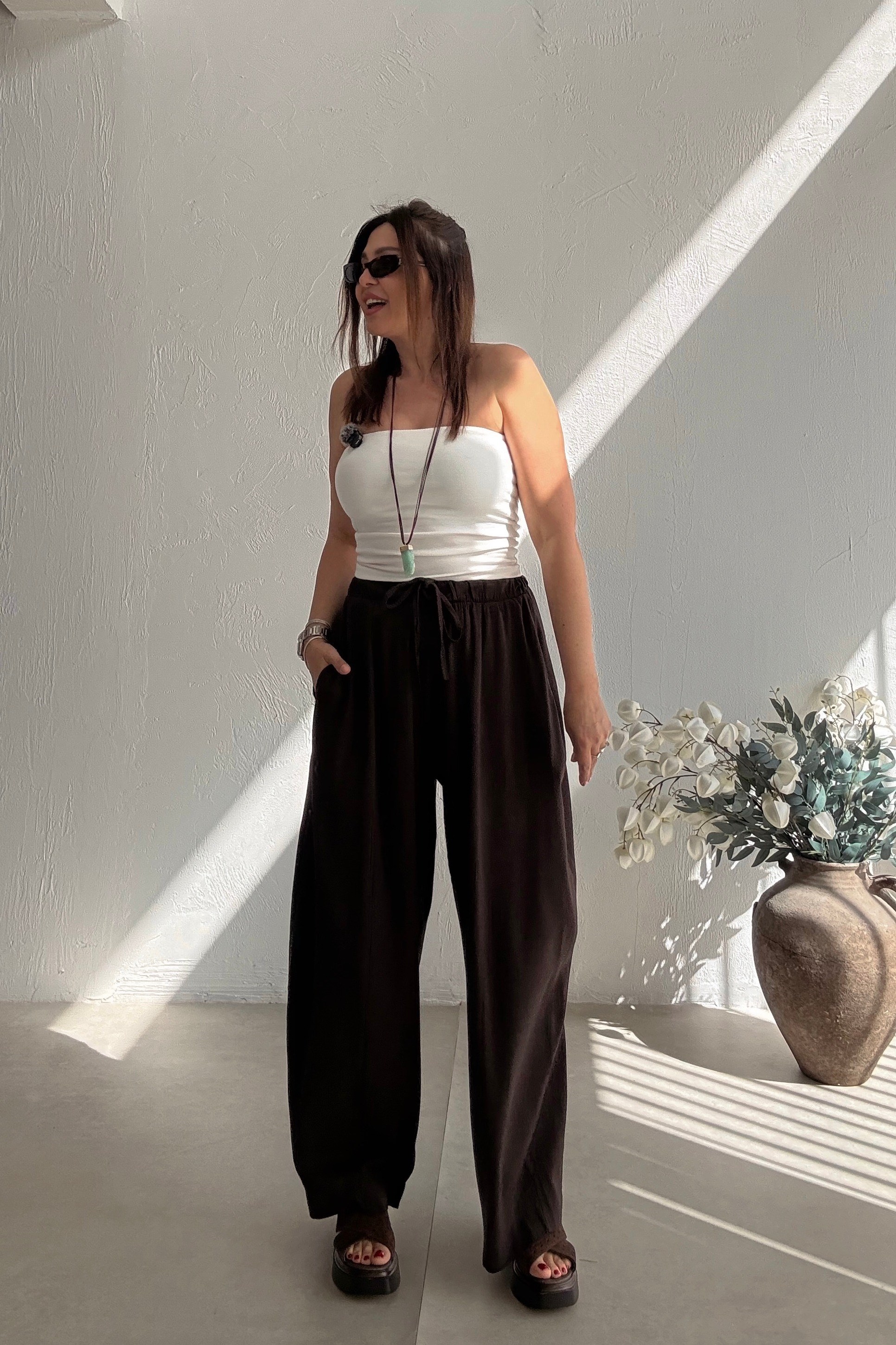 Acı Kahve Keten Pantolon 