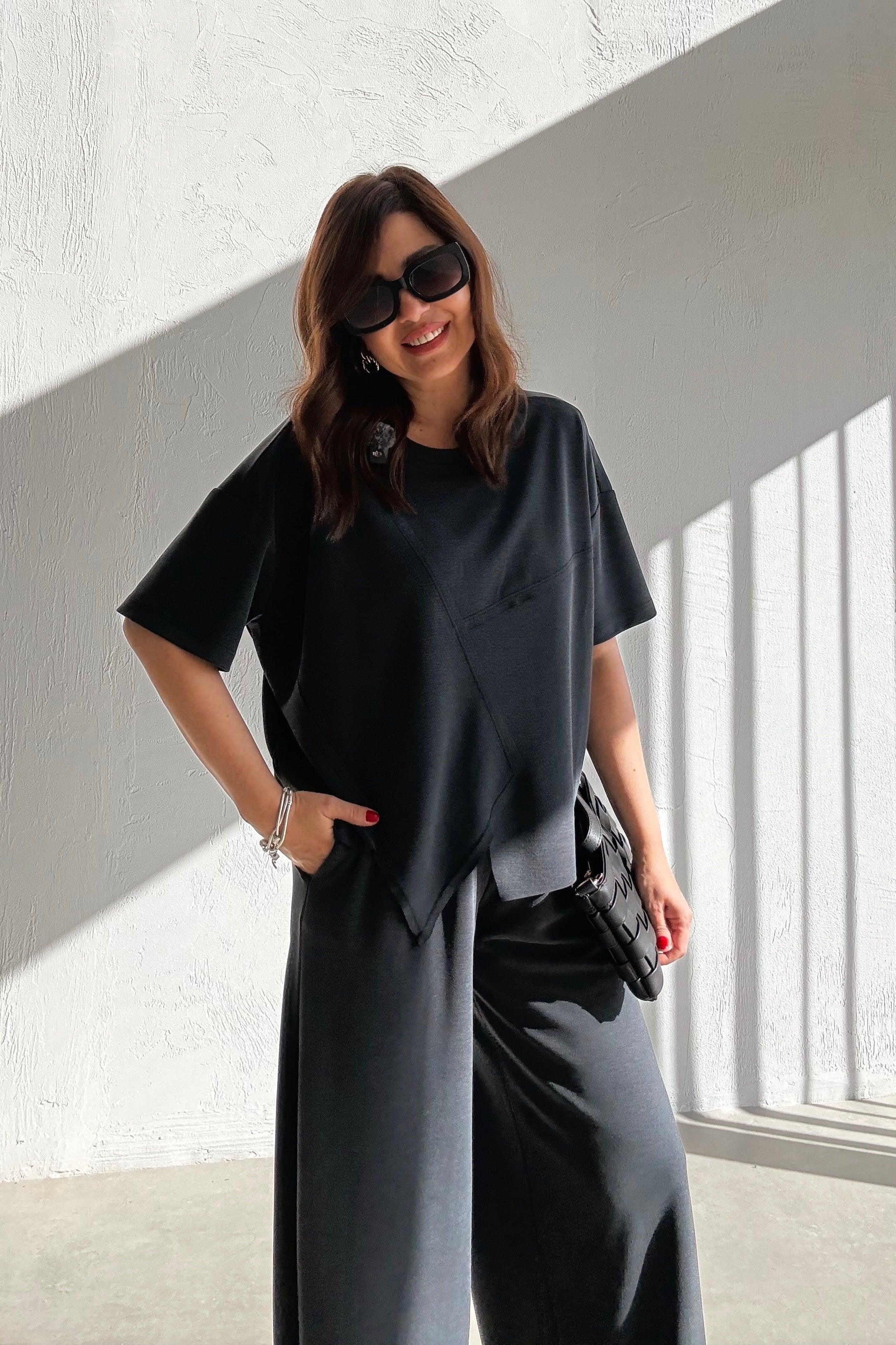 Antrasit Lastikli Paça Modal Takım 