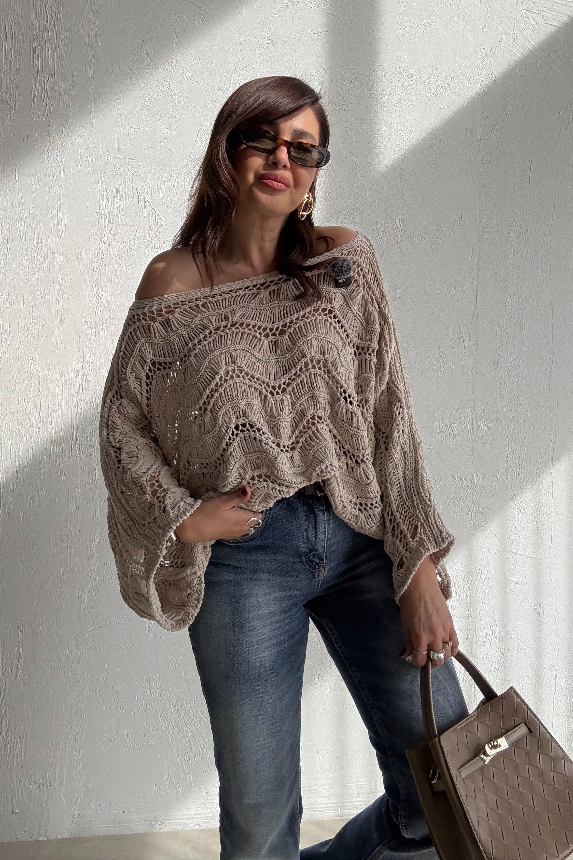 Bej Ajurlu Triko Bluz 