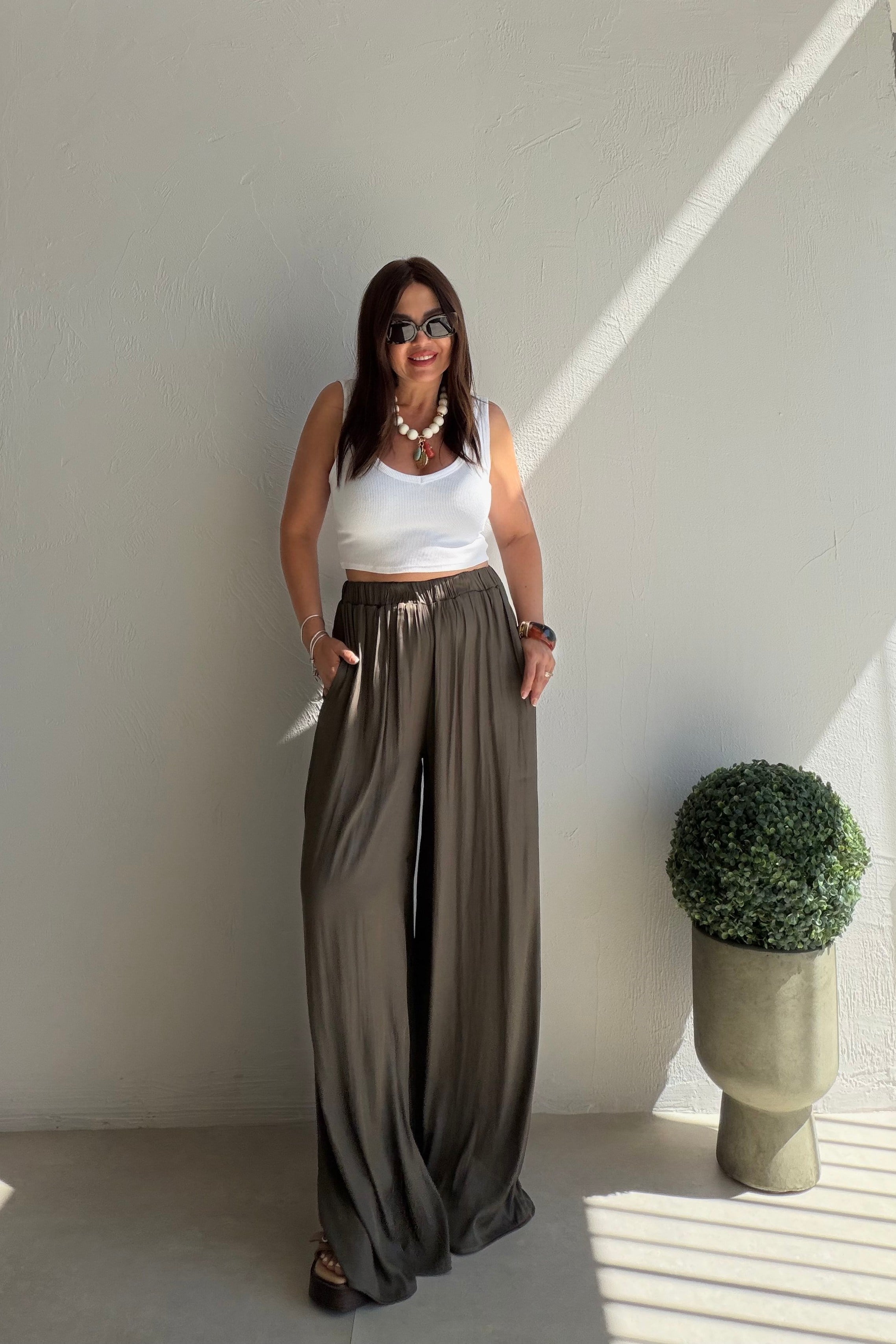 Beli Lastikli Salaş Pantolon HAKİ