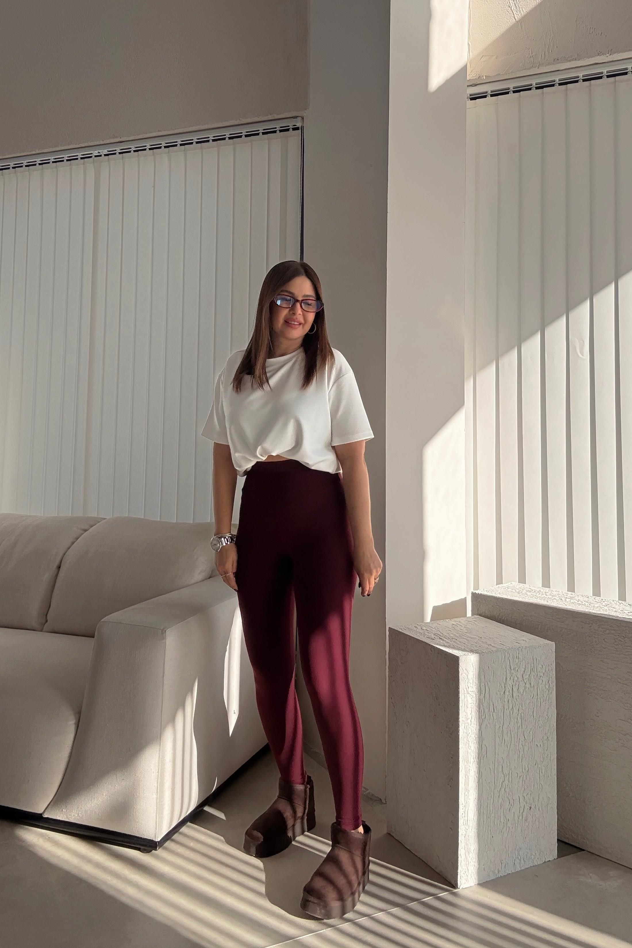 Bordo Bel Detaylı Tayt 