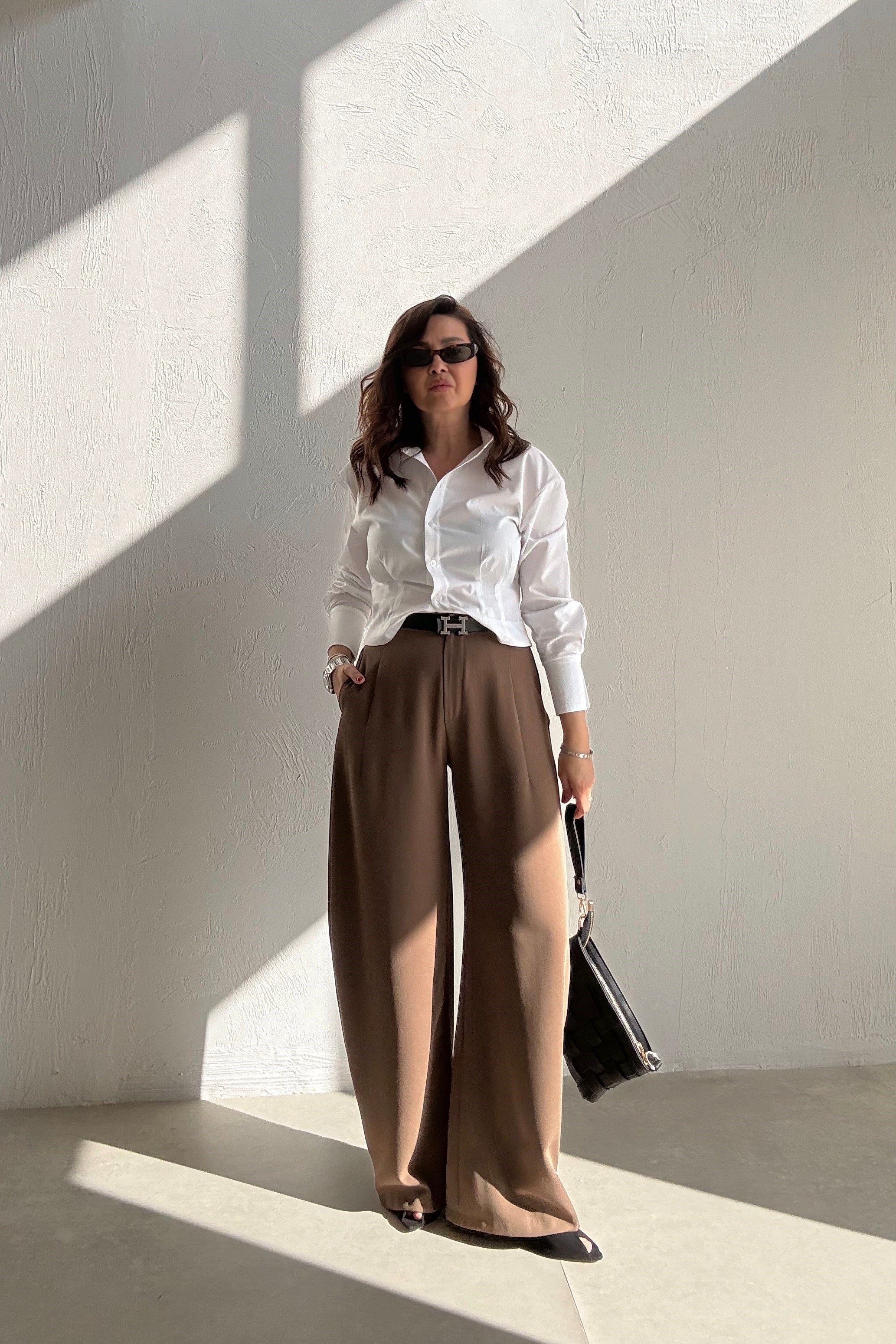 Camel  Dökümlü Kumaş Pantolon 