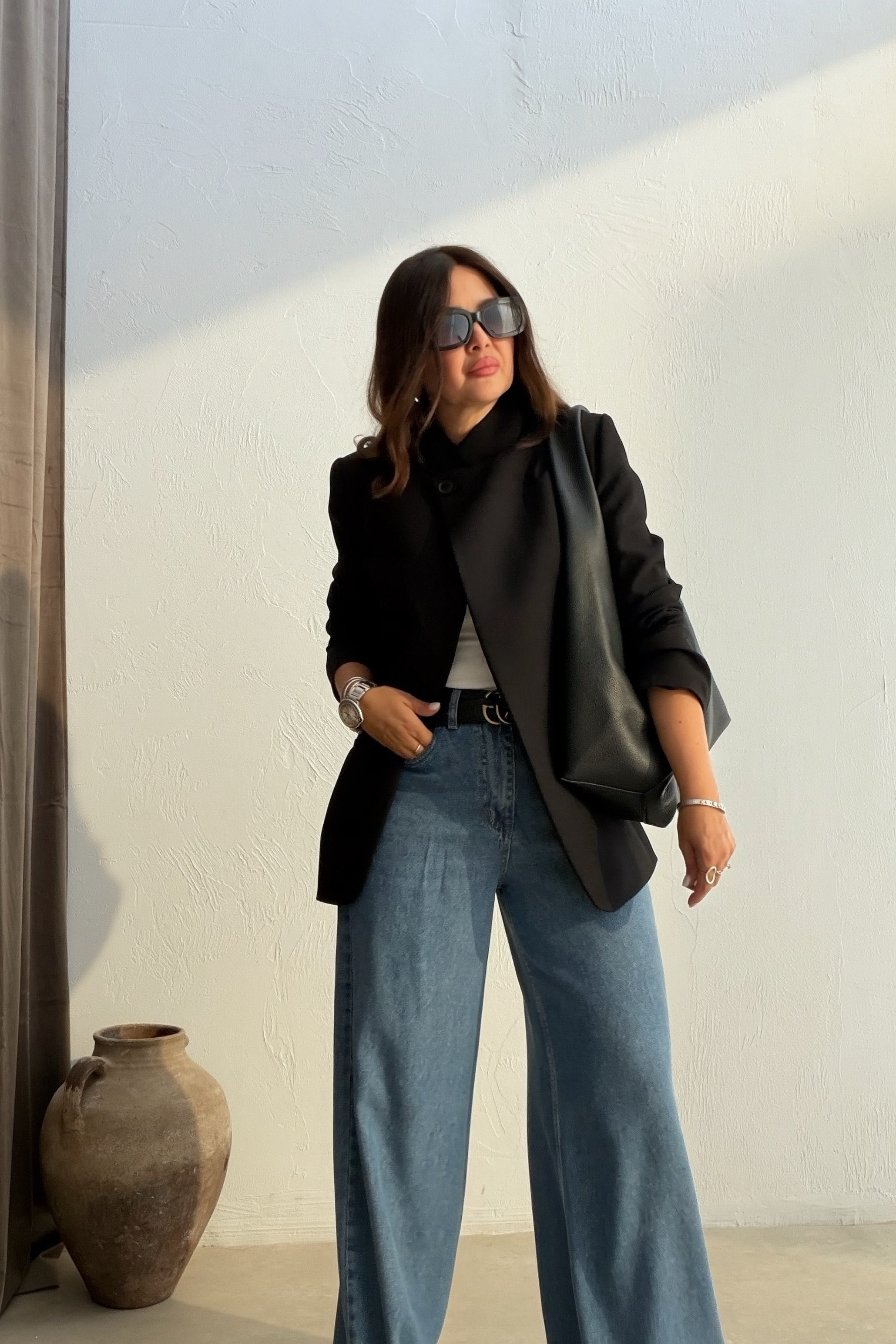 Dik Yaka Blazer Ceket SİYAH