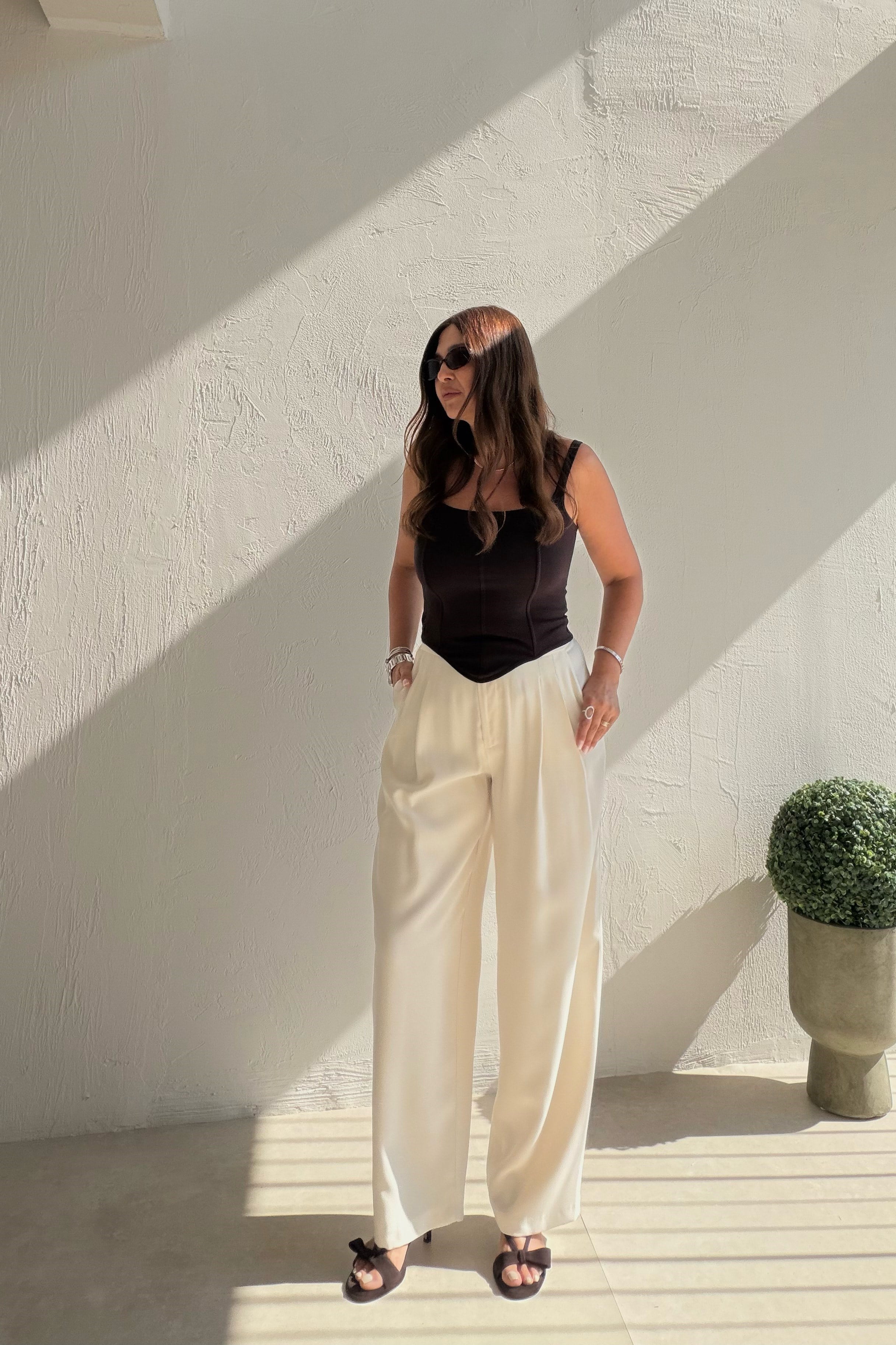 Havuç Kesim Liyosel Pantalon EKRU