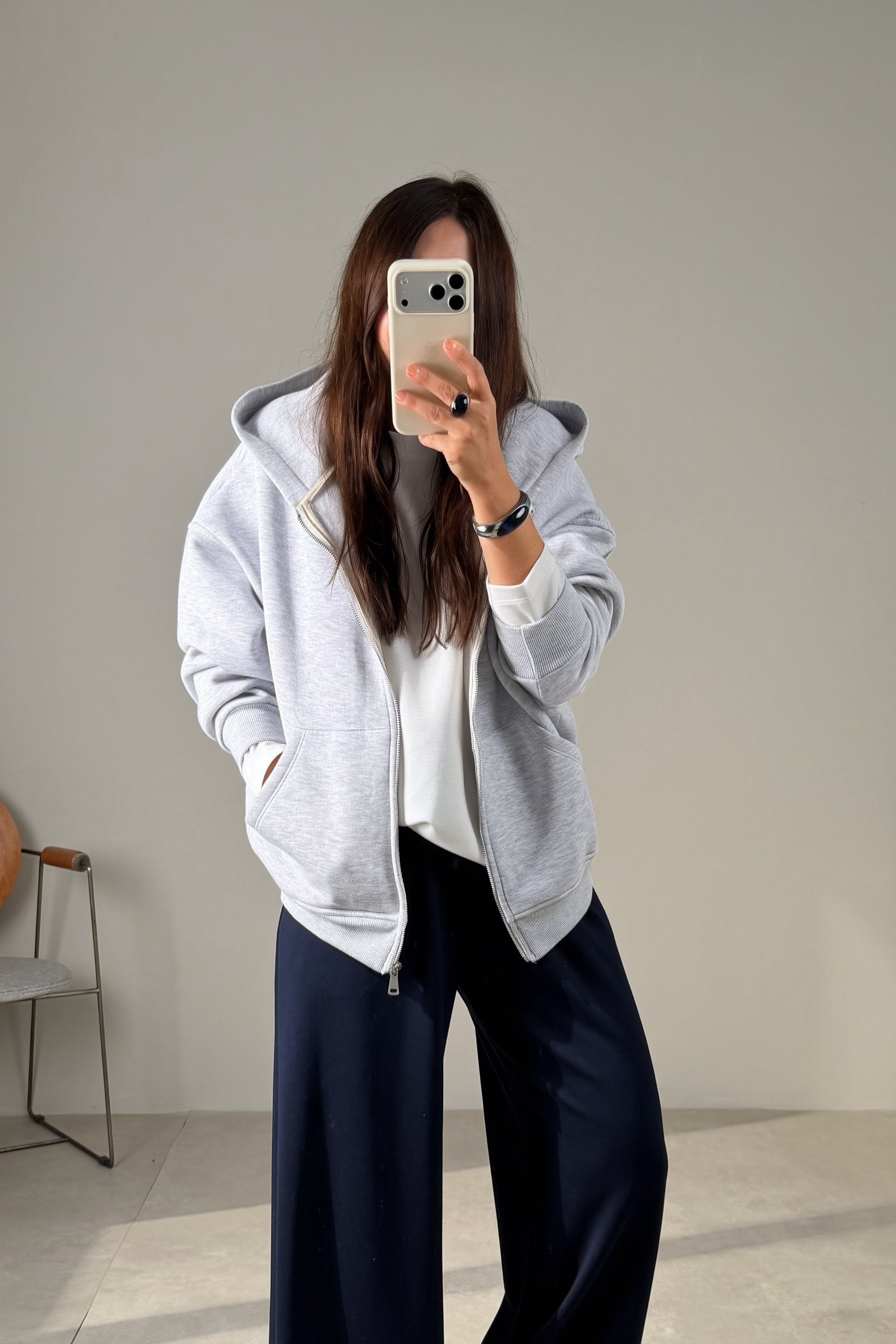 Fermuarlı Sweatshirt GRİ