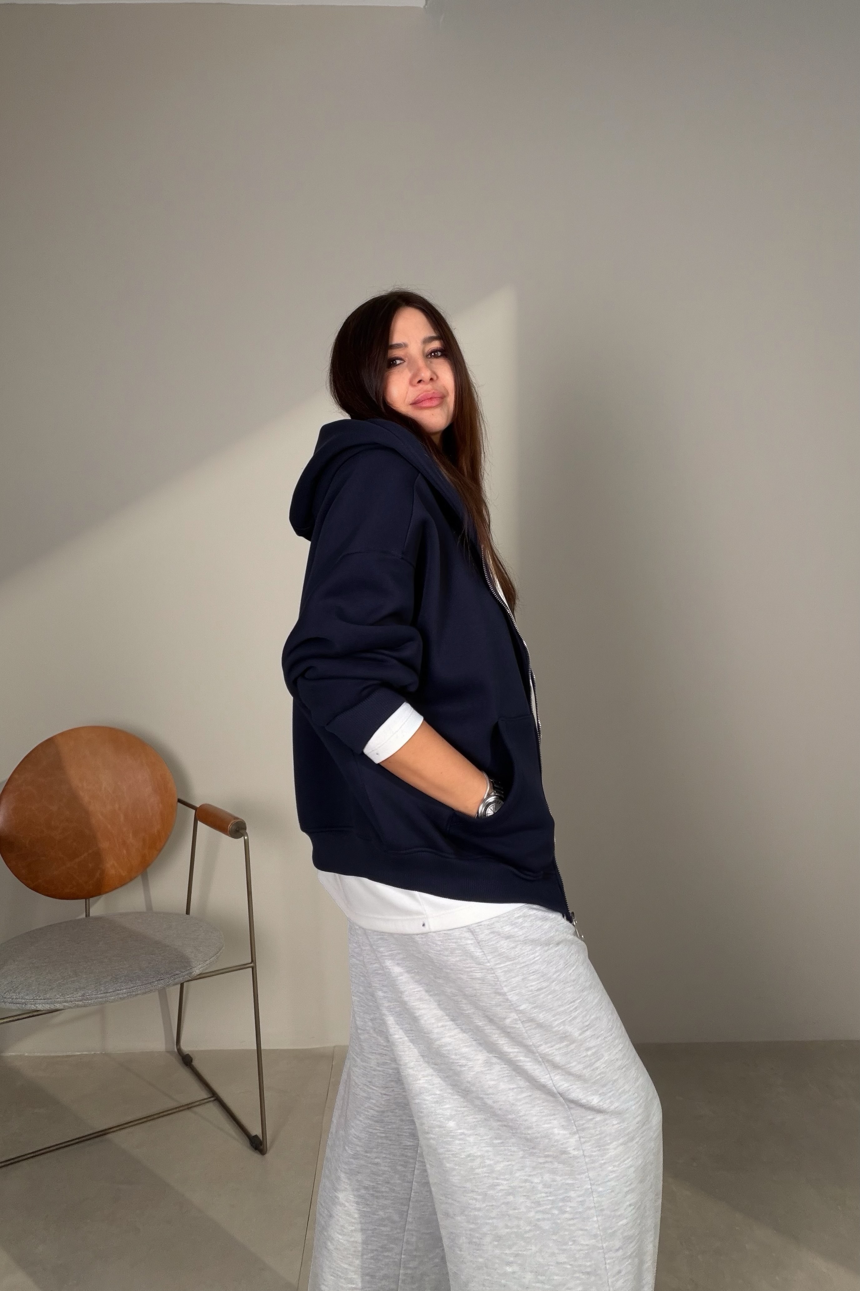 Fermuarlı Sweatshirt LACİVERT