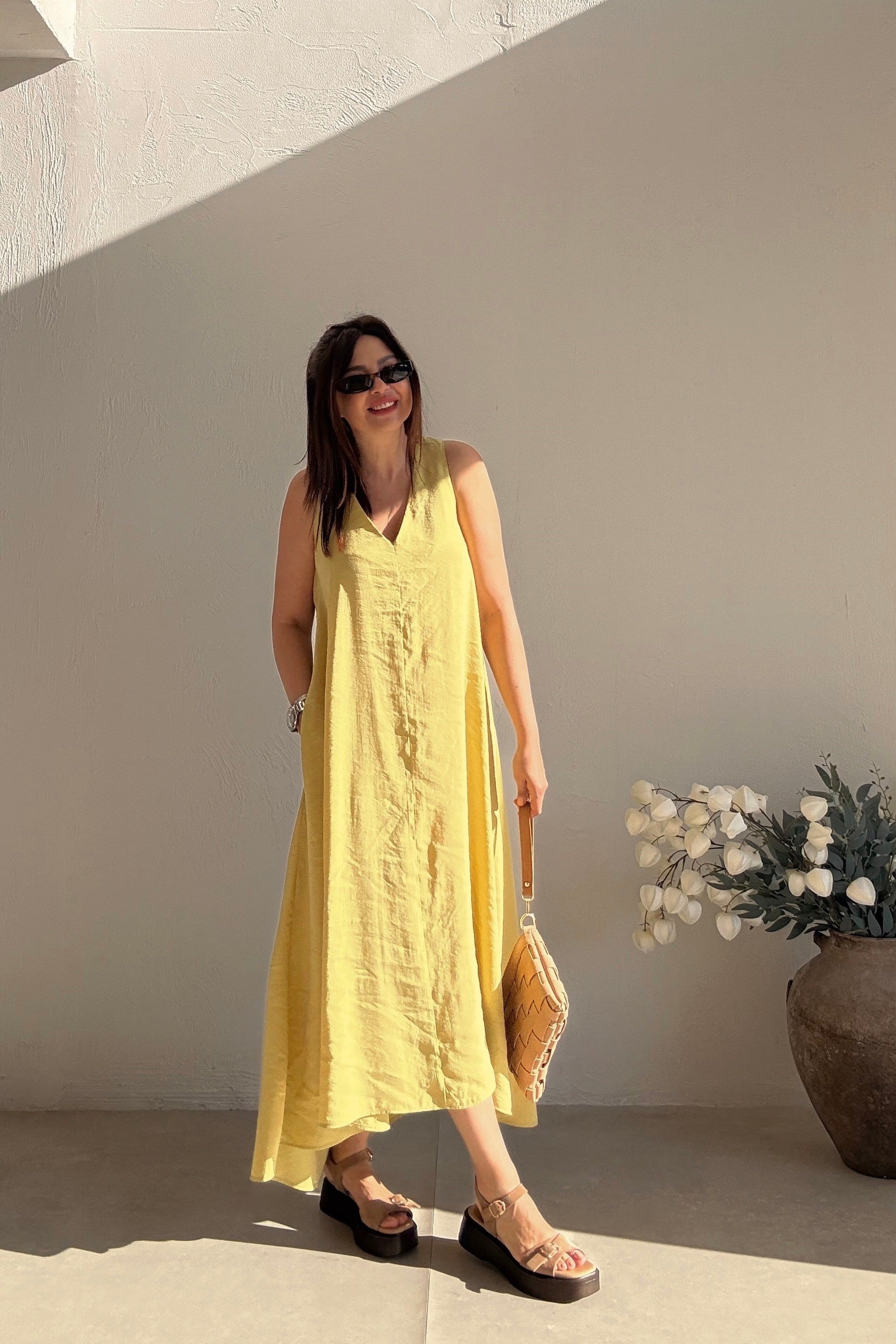 Fıstık Yeşili Uzun Elbise 